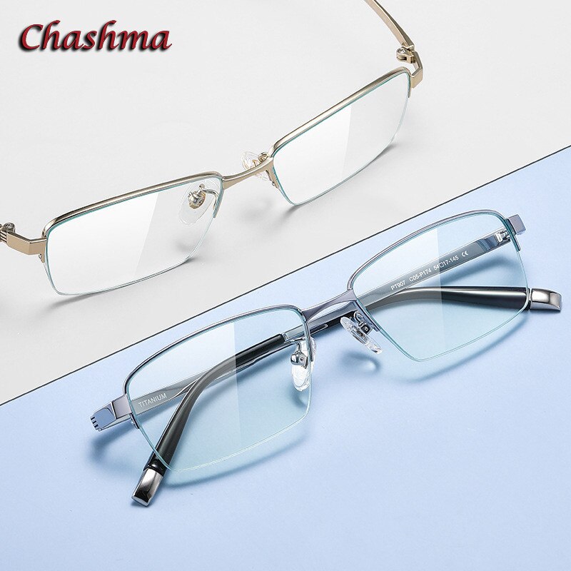 Chashma Ochki Men's Semi Rim Sqaure Titanium Eyeglasses 907 Semi Rim Chashma Ochki   
