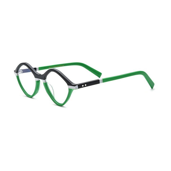 Gatenac Unisex Full Rim Irregular Oval Cat Eye Acetate Eyeglasses Gxyj877 Full Rim Gatenac Black Green  