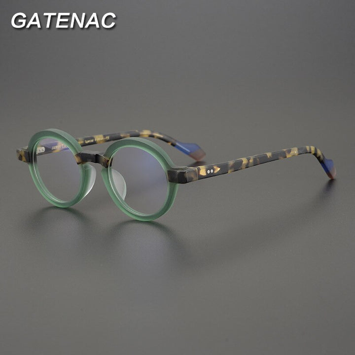 Gatenac Unisex Full Rim Round Brushed Acetate Eyeglasses Gxyj876 Full Rim Gatenac   