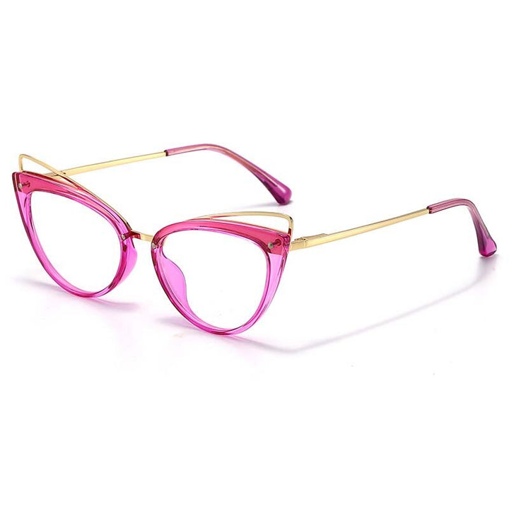 CCSpace Women's Full Rim Cat Eye Acetate Alloy Eyeglasses 55060 Full Rim CCspace Purple China 