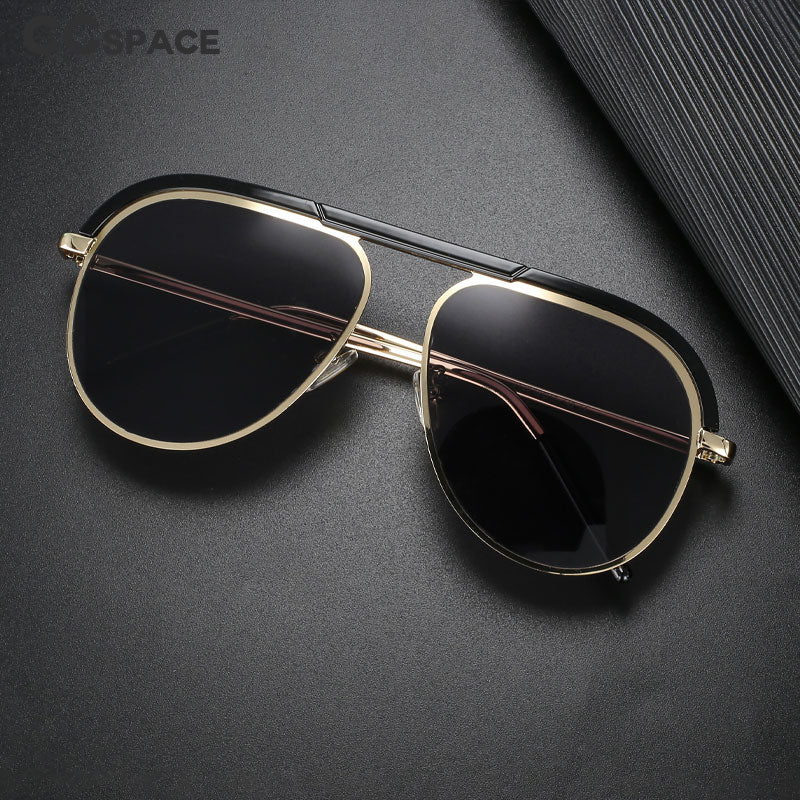 CCSpace Unisex Full Rim Large Square Alloy UV400 Sunglasses 56363 Sunglasses CCspace Sunglasses   