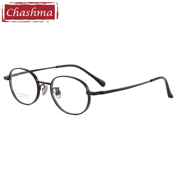 Chashma Ottica Unisex Full Rim Small Round Titanium Eyeglasses 2042 Full Rim Chashma Ottica Black  