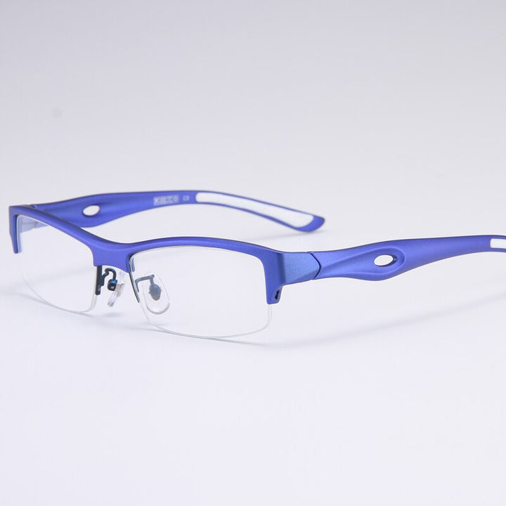 Bclear Men's Semi Rim Rectangle Tr 90 Sport Eyeglasses My1077 Semi Rim Bclear Royal Blue  