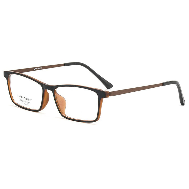 Yimaruili Men's Full Rim Square Tr 90 Titanium Eyeglasses 9821 Full Rim Yimaruili Eyeglasses Black Coffee  