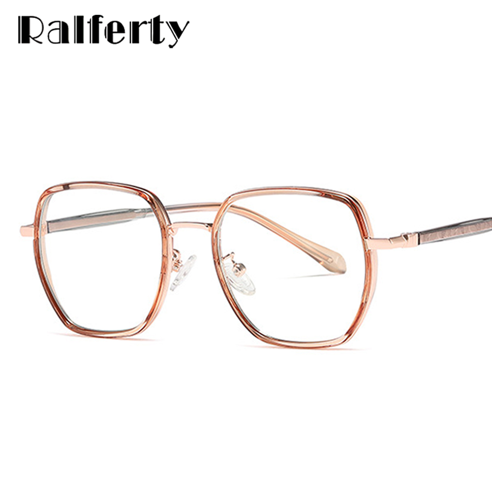Ralferty Women's Full Rim Irregular Square Alloy Acetate Eyeglasses Dj802 Full Rim Ralferty   