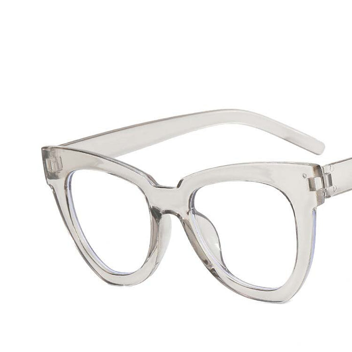 CCSpace Women's Full Rim Square Cat Eye Acetate Alloy Eyeglasses 54493 Full Rim CCspace China Gray 