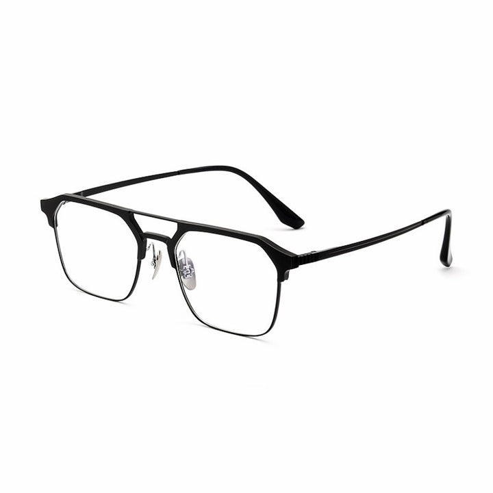 KatKani Unisex Full Rim  Square Titanium Double Bridge Eyeglasses 9204 Full Rim KatKani Eyeglasses Black  