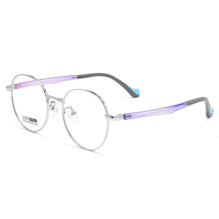 Yimaruili Children's Unisex Full Rim Round Ultem Titanium Alloy Eyeglasses 7519S Full Rim Yimaruili Eyeglasses   
