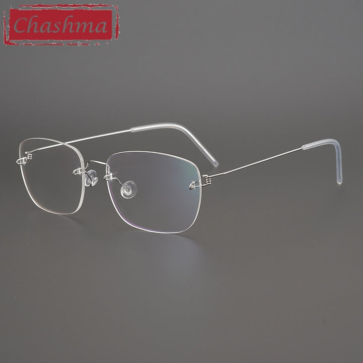 Chashma Ottica Unisex Rimless Square Titanium Alloy Screwless Frame Eyeglasses 100 Rimless Chashma Ottica   