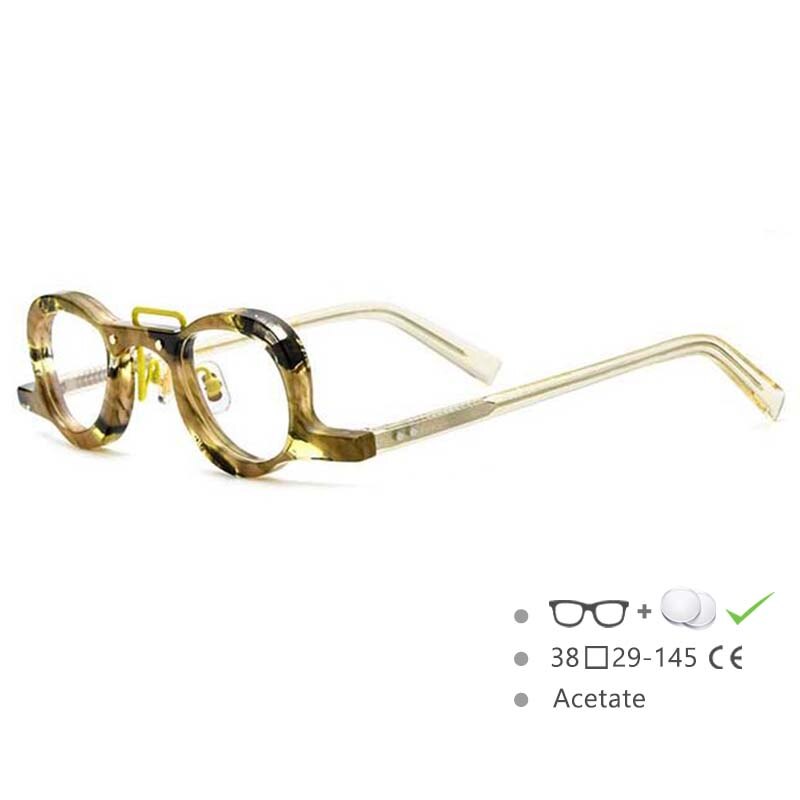 CCSpace Unisex Full Rim Small Round Double Bridge Acetate Eyeglasses 54565 Full Rim CCspace Flower China 