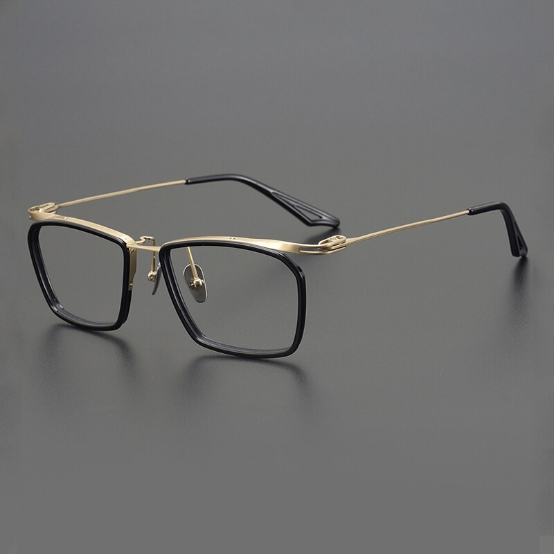 Gatenac Unisex Full Rim Square Acetate Alloy Eyeglasses Gxyj902 Full Rim Gatenac Gold  