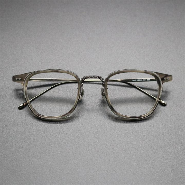 Cubojue Unisex Full Rim Square Horned Titanium Anti Blue Reading Glasses Reading Glasses Cubojue 0 no function tortoise grey 