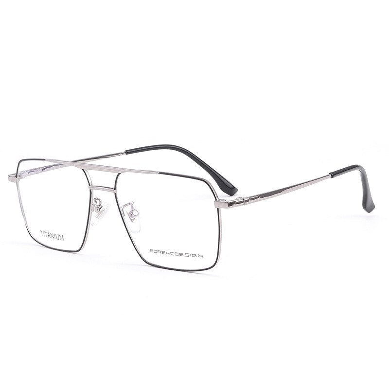 KatKani Unisex Full Rim Square Alloy Double Bridge Eyeglasses 8219 Full Rim KatKani Eyeglasses Black Gun  