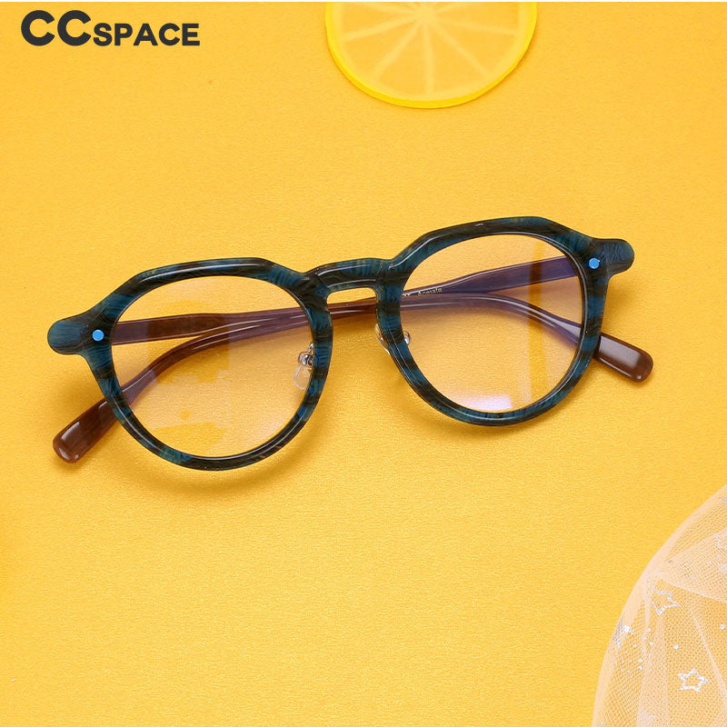 CCspace Unisex Full Rim Round Acetate Frame Eyeglasses 54541 Full Rim CCspace   