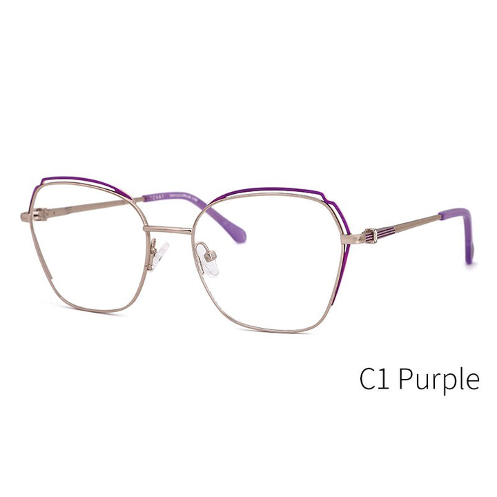 Kansept Unisex Full Rim Square Cat Eye Metal Frame Sunglasses Ty48298a Sunglasses Kansept C1 Purple CN 
