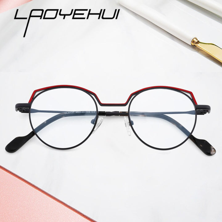 Laoyehui Women's Full Rim Round Cat Eye Acetate Alloy Reading Glasses Anti-Blue Glg9137 Reading Glasses Laoyehui   