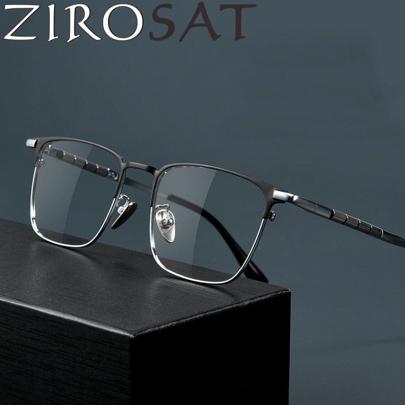 Zirosat Men's Full Rim Square Titanium Eyeglasses 9009T Full Rim Zirosat   