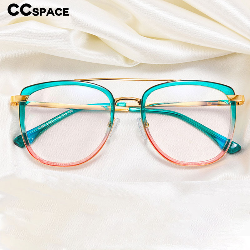 CCspace Women's Full Rim Square Double Bridge Tr 90 Titanium Eyeglasses 55988 Full Rim CCspace   