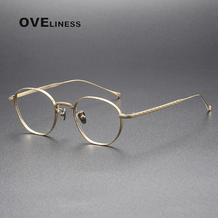 Oveliness Unisex Full Rim Round Titanium Eyeglasses 163 Full Rim Oveliness gold  