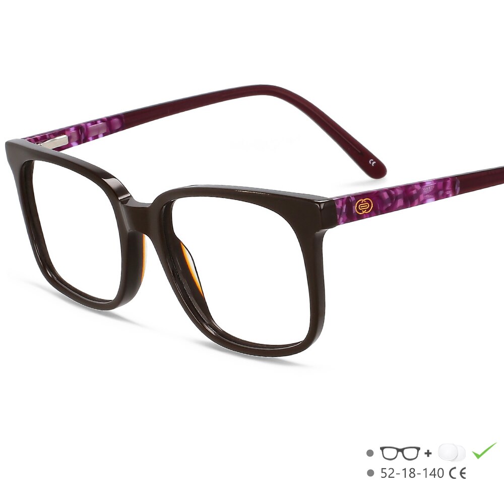 CCSpace Unisex Full Rim Square Acetate Eyeglasses 55557 Full Rim CCspace Purple China 