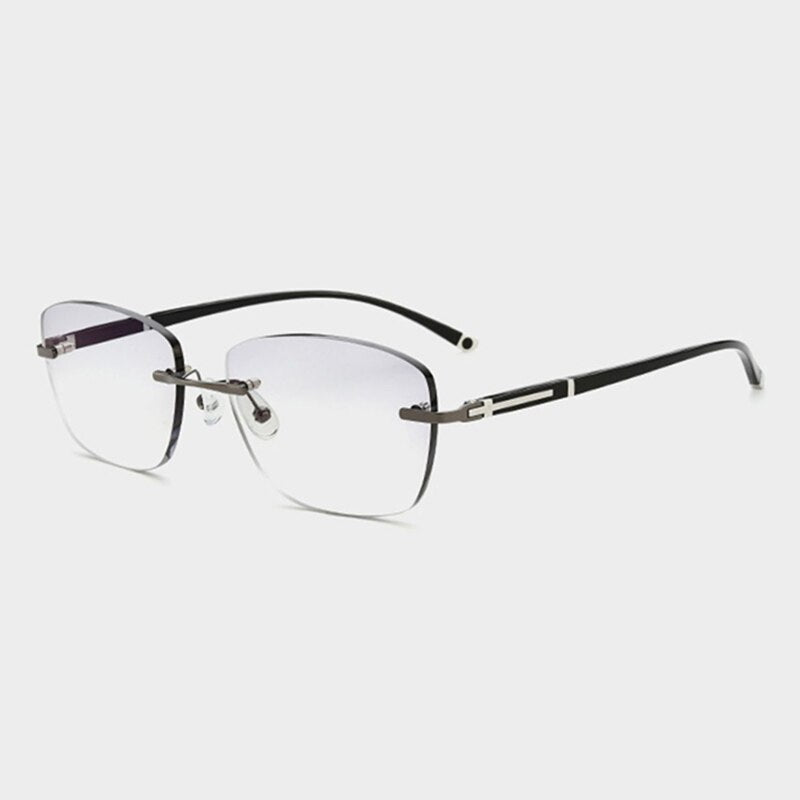Chashma Ottica Men's Rimless Rounded Square Titanium Eyeglasses Tinted Lenses 58065 Rimless Chashma Ottica Gray  