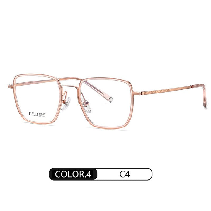 Bclear Unisex Full Rim Irregular Square Titanium Acetate Eyeglasses Nwd2318 Full Rim Bclear Pink gold  