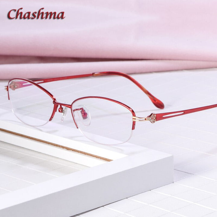 Chashma Women's Semi Rim Oval Stainless Steel Frame Eyeglasses 8316 Semi Rim Chashma   