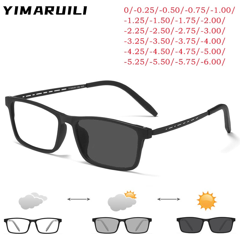 Yimaruili Men's Full Rim Square Tr 90 Titanium Photochromic Reading Glasses Y8822 Reading Glasses Yimaruili Eyeglasses   