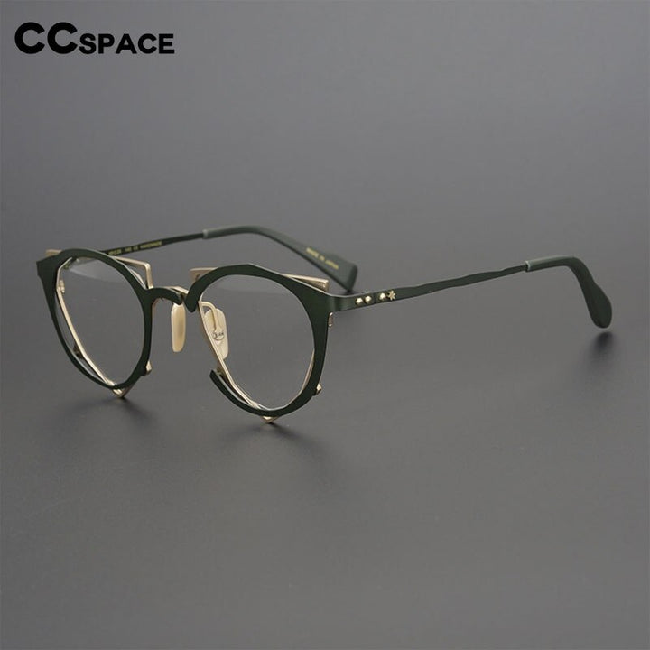 CCspace Unisex Full Rim Irregular Cat Eye Handcrafted Titanium Eyeglasses 55657 Full Rim CCspace   