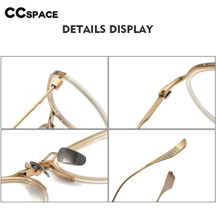 CCSpace Unisex Full Rim Oval Square Titanium Alloy Acetate Eyeglasses 55287 Full Rim CCspace   