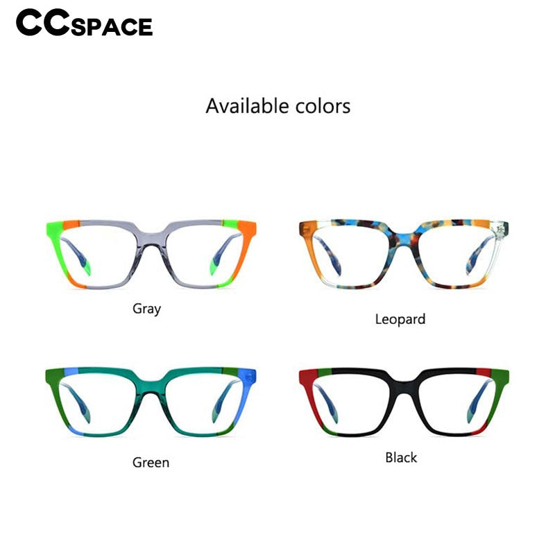 CCspace Unisex Full Rim Square Acetate Eyeglasses 53341 Full Rim CCspace   