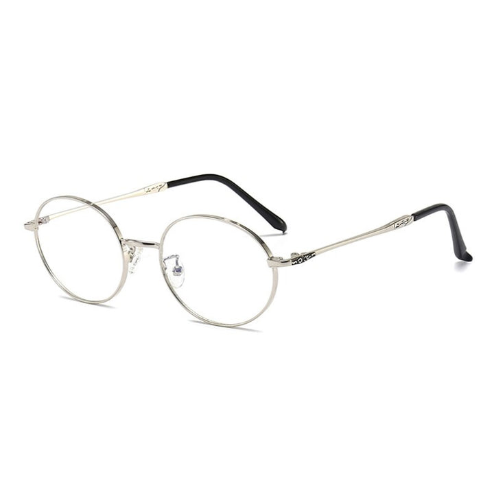 Hotochki Unisex Full Rim Oval Stainless Steel Alloy Eyeglasses L2226 Full Rim Hotochki SILVER  