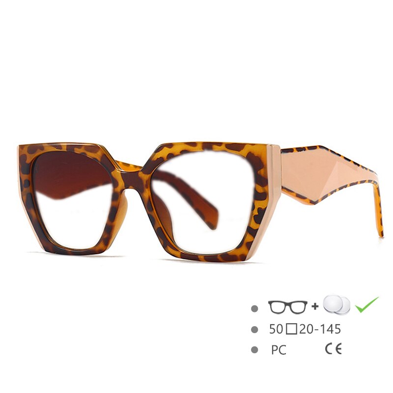 CCSpace Women's Full Rim Cat Eye PC Resin Frame Eyeglasses 54584 Full Rim CCspace leopard China 