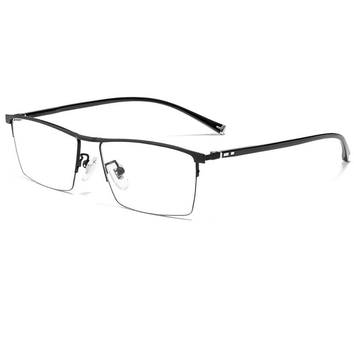 Katkani Men's Semi Rim Square Tr 90 Acetate Alloy Eyeglasses 8385zm Semi Rim KatKani Eyeglasses Black  