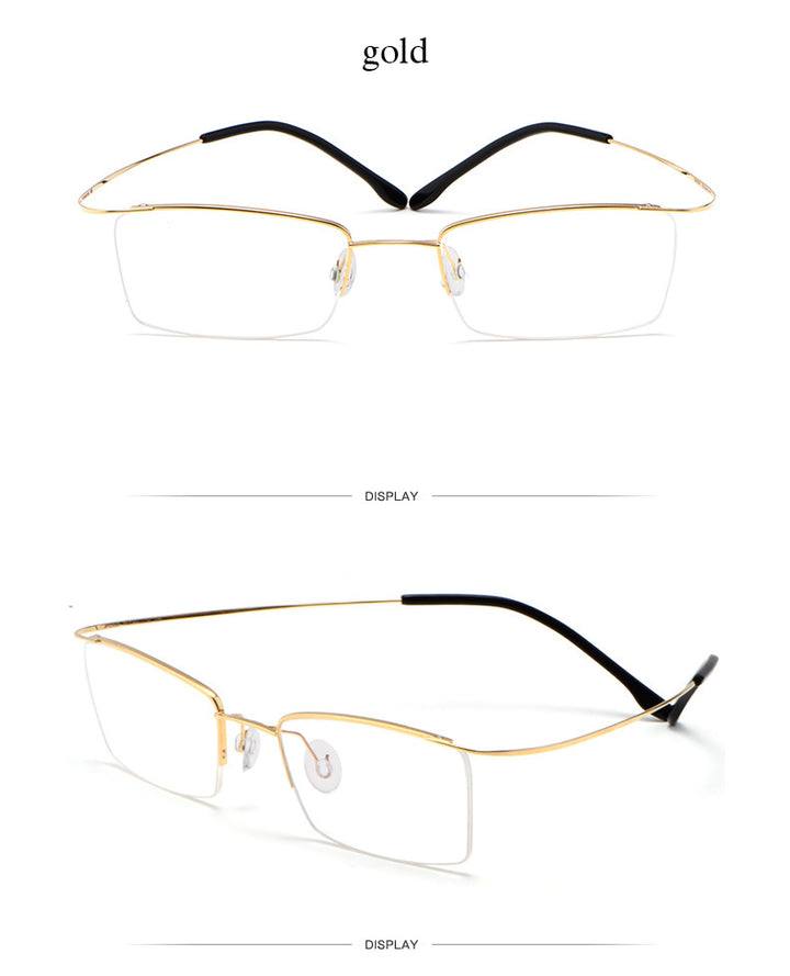 Hotochki Men's Semi Rim Rectangle Titanium Frame Eyeglasses 30004 Semi Rim Hotochki   