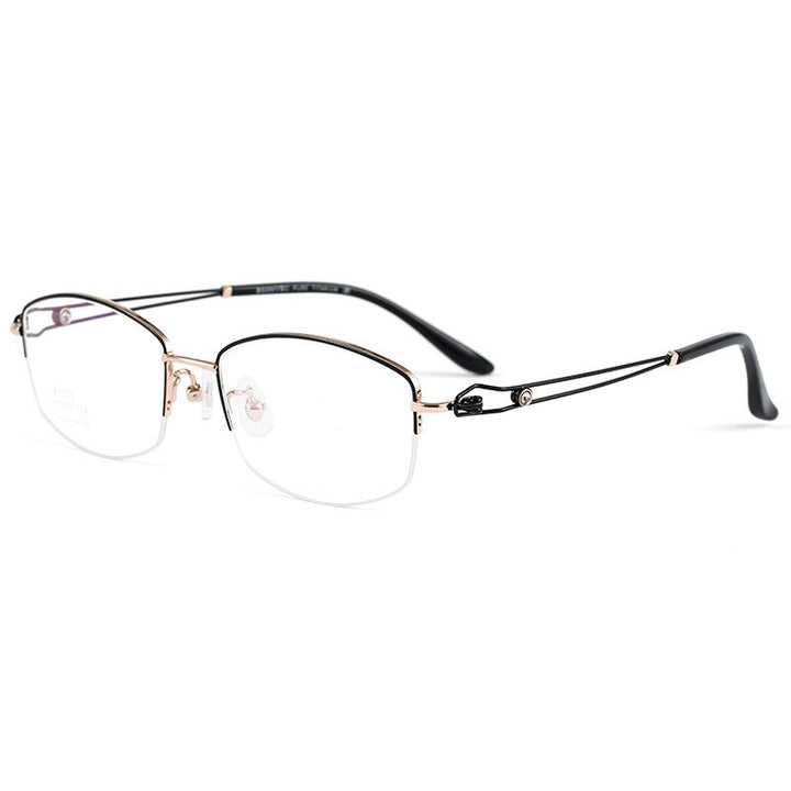 Hotony Women's Semi Rim Square Titanium Eyeglasses Bv6003 Semi Rim Hotony C4  