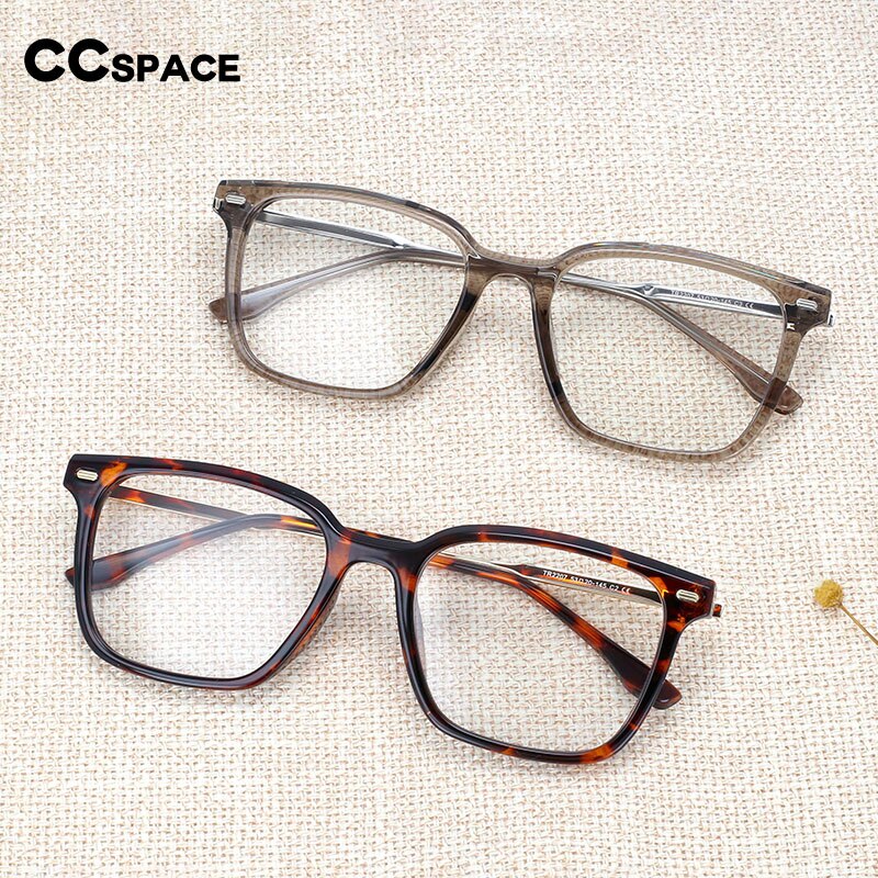 CCspace Unisex Full Rim Square Tr 90 Titanium Frame Eyeglasses 54254 Full Rim CCspace   