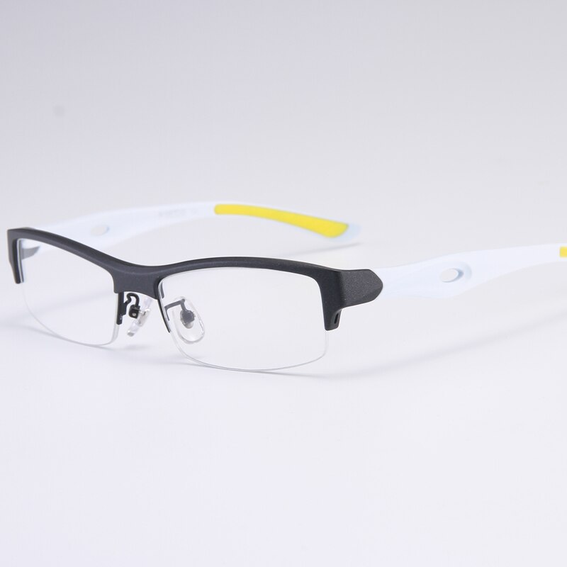 Bclear Men's Semi Rim Rectangle Tr 90 Sport Eyeglasses My1077 Semi Rim Bclear Black white 1  