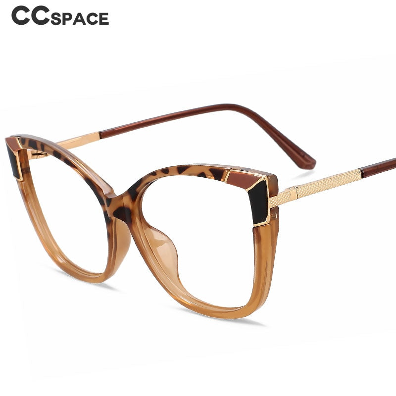 CCSpace Women's Full Rim Square Cat Eye Tr 90 Titanium Eyeglasses 56153 Full Rim CCspace   