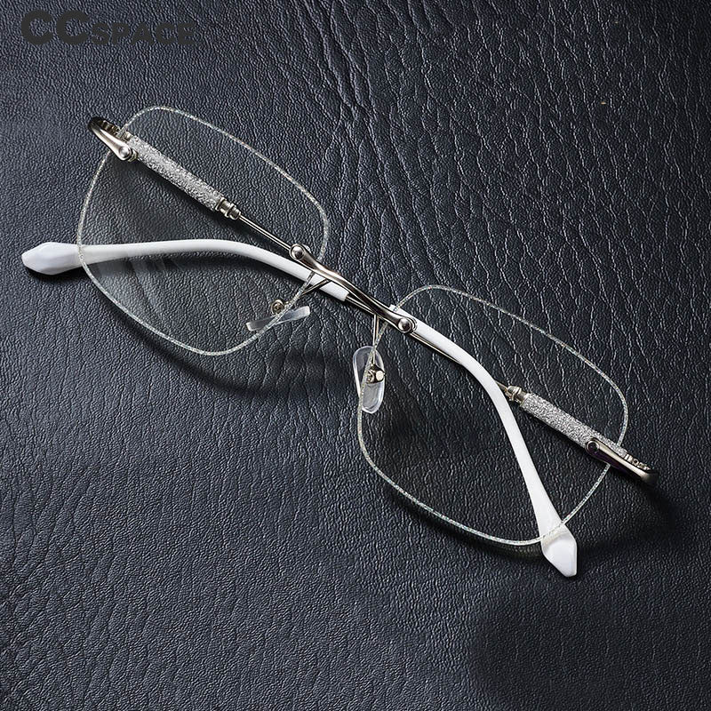 CCSpace Unisex Rimless Square Alloy Hyperopic Reading Glasses 55738 Reading Glasses CCspace   