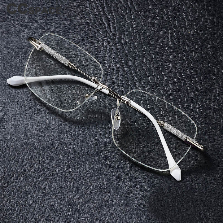 CCspace Unisex Rimless Square Alloy Hyperopic Reading Glasses 55738 Reading Glasses CCspace   