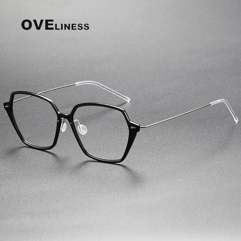 Oveliness Unisex Full Rim Irregular Oval Titanium Acetate Eyeglasses 6621 Full Rim Oveliness black gun  