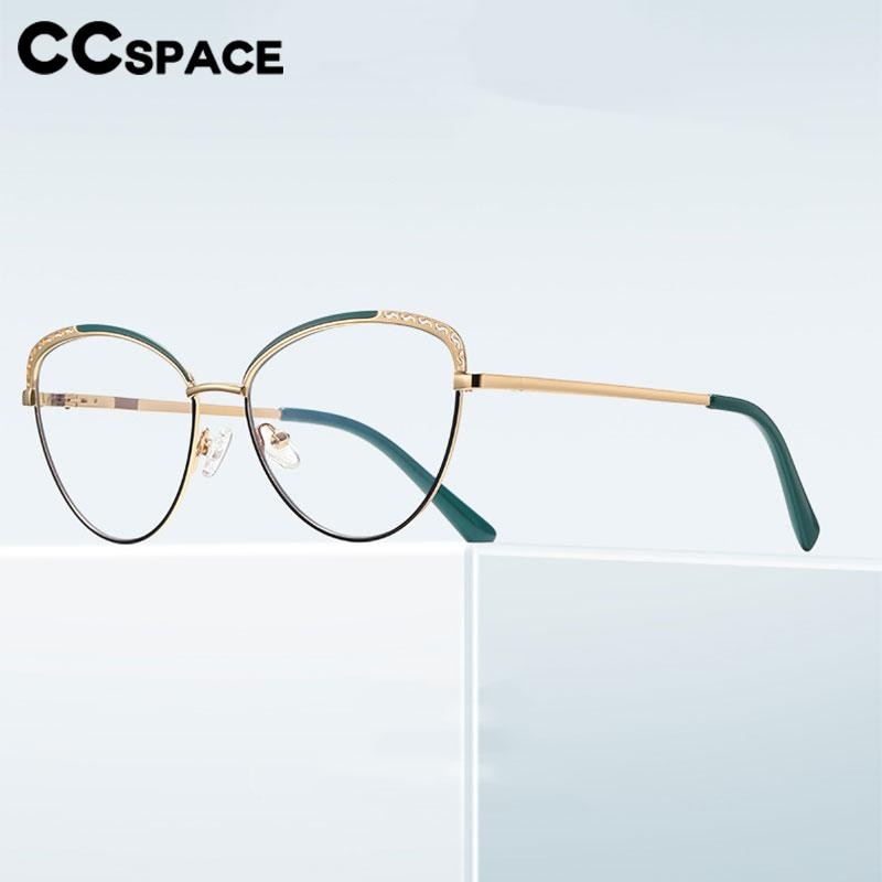 CCSpace Women's Full Rim Square Cat Eye Alloy Eyeglasses 56798 Full Rim CCspace   