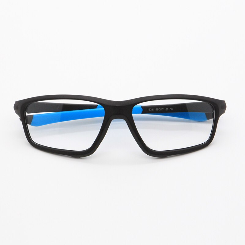 Bclear Unisex Full Rim Irregular Square Tr 90 Titanium Sport Eyeglasses 9231 Sport Eyewear Bclear Black blue  