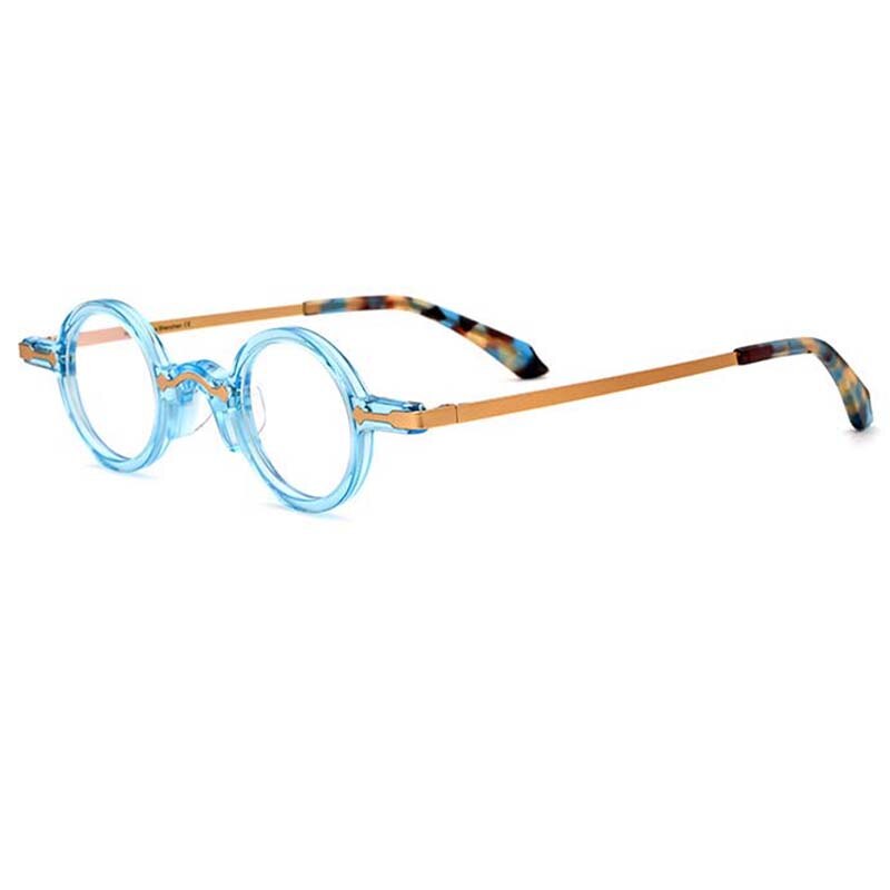 CCSpace Unisex Full Rim Small Round Acetate Eyeglasses 53151 Full Rim CCspace Blue China 