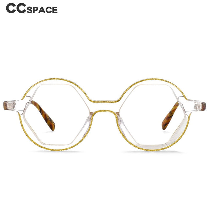 CCSpace Women's Full Rim Polygonal Round Acetate Eyeglasses 55224 Full Rim CCspace   