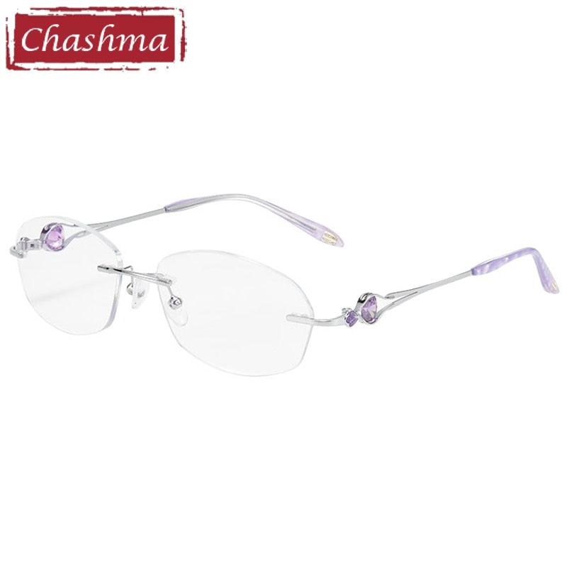 Chashma Ottica Women's Rimless Square Stainless Steel Eyeglasses 52006 Rimless Chashma Ottica Silver  