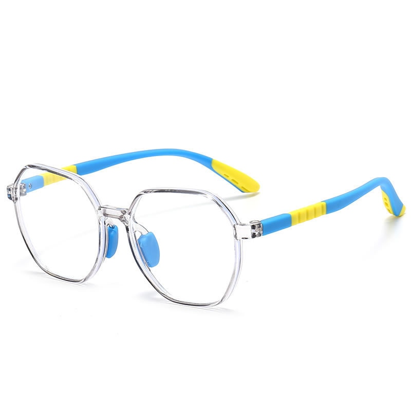 CCspace Unisex Youth Full Rim Polygon Tr 90 Silicone Eyeglasses 54667 Full Rim CCspace China Yellow blue 