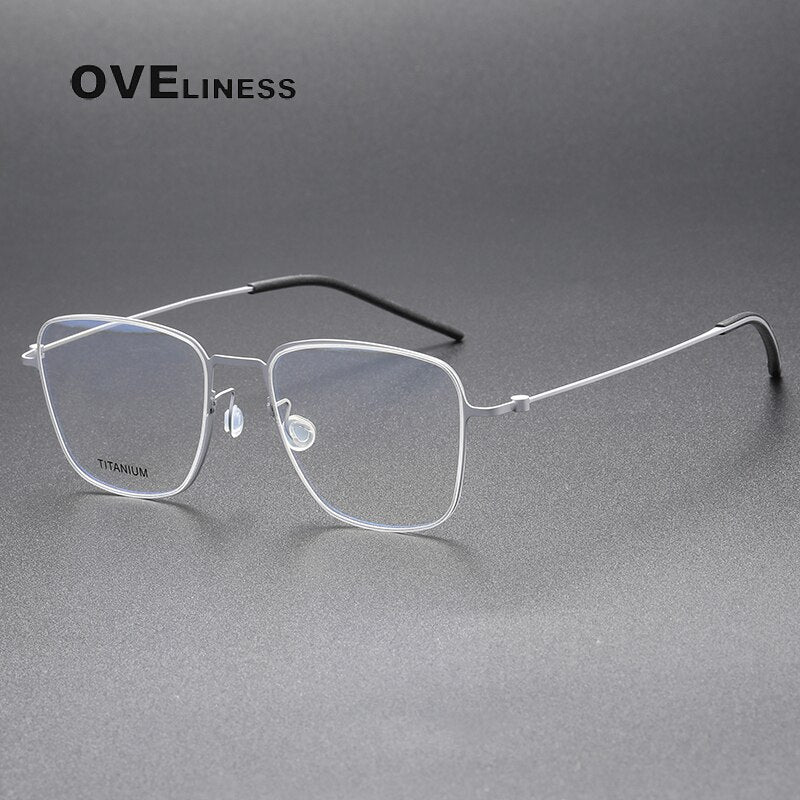 Oveliness Unisex Full Rim Square Titanium Eyeglasses 5506 Full Rim Oveliness silver  