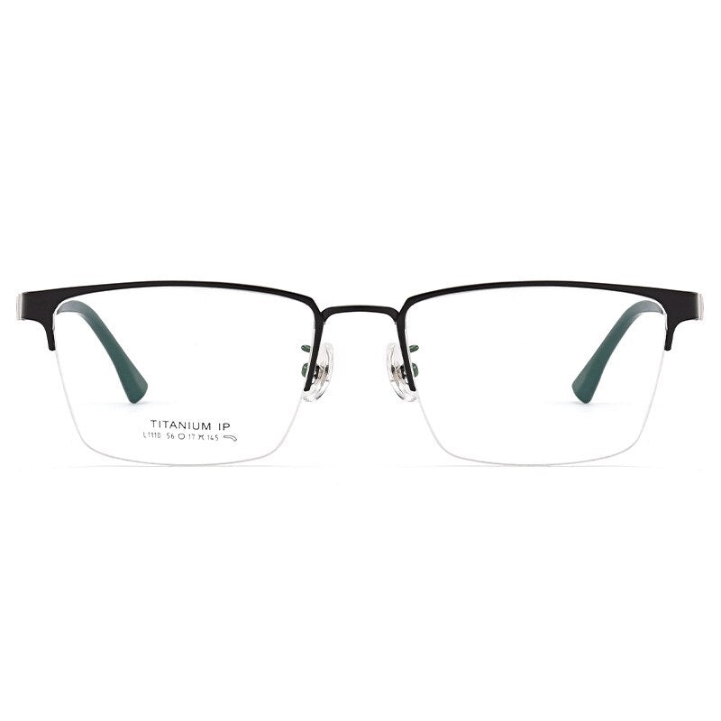 Bclear Unisex Semi Rim Square Titanium Eyeglasses Lb1110 Semi Rim Bclear Black  